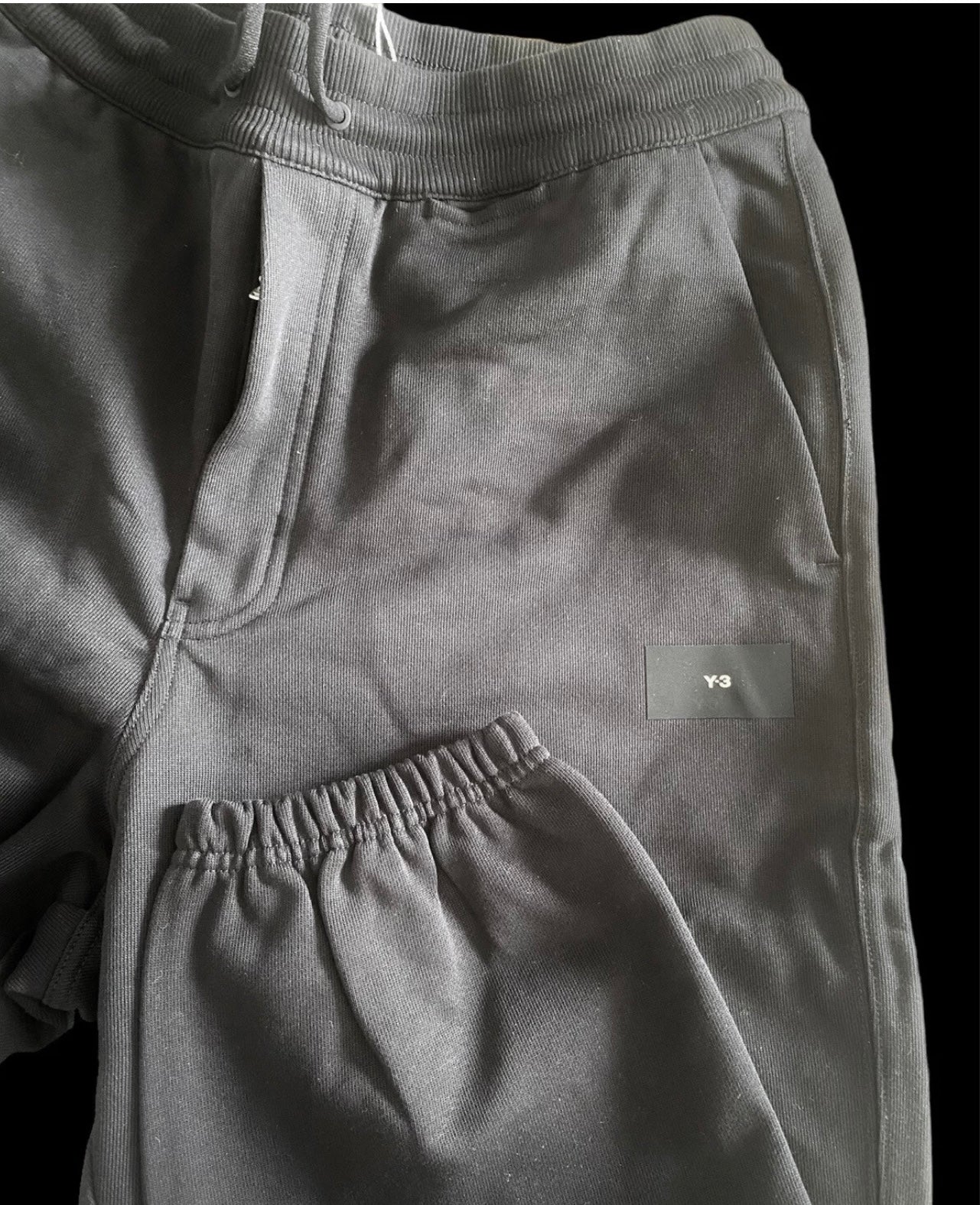 Authentic adidas Y-3 Organic Cotton Terry Cuff Straight Pants Us S Black