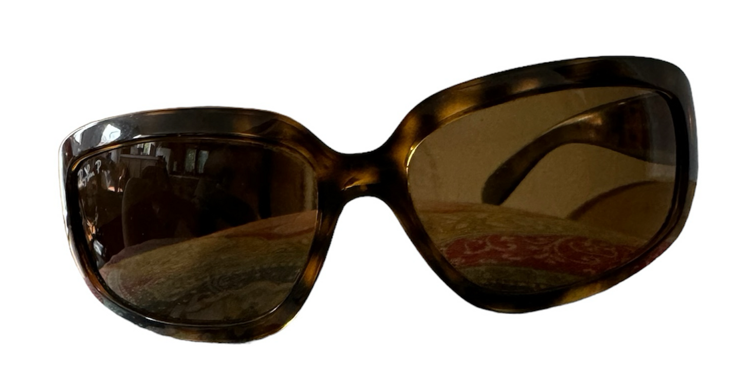 Pre-Owned 💯 Authentic JACKIE OHH RB4102 By Ray Ban Light Havana w/Crystal Brown Polarized Lenses