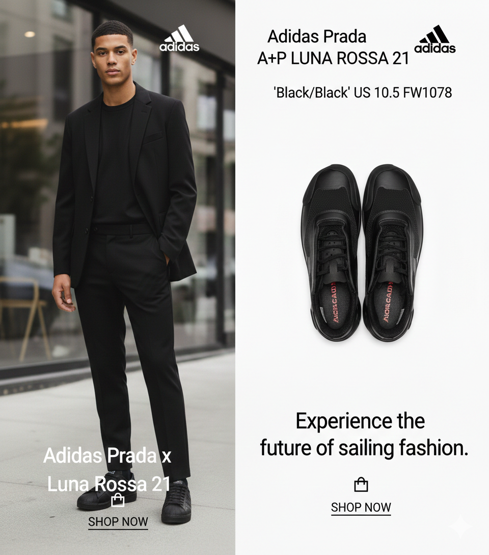 Adidas Prada Luna Rossa 21 Shoes G57868 Black Us 6