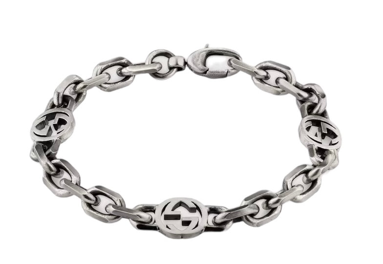 💯 % Authentic Gucci SILVER BRACELET WITH INTERLOCKING G