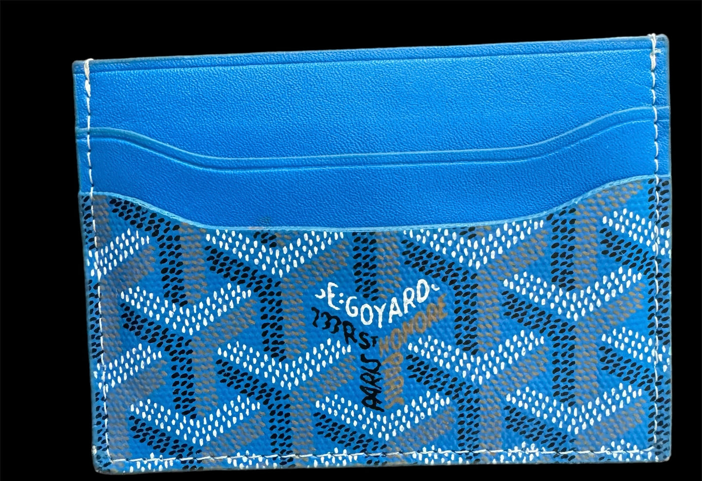 Pre-Owned Authentic Goyard Saint Sulpice Sky Blue Card Holder