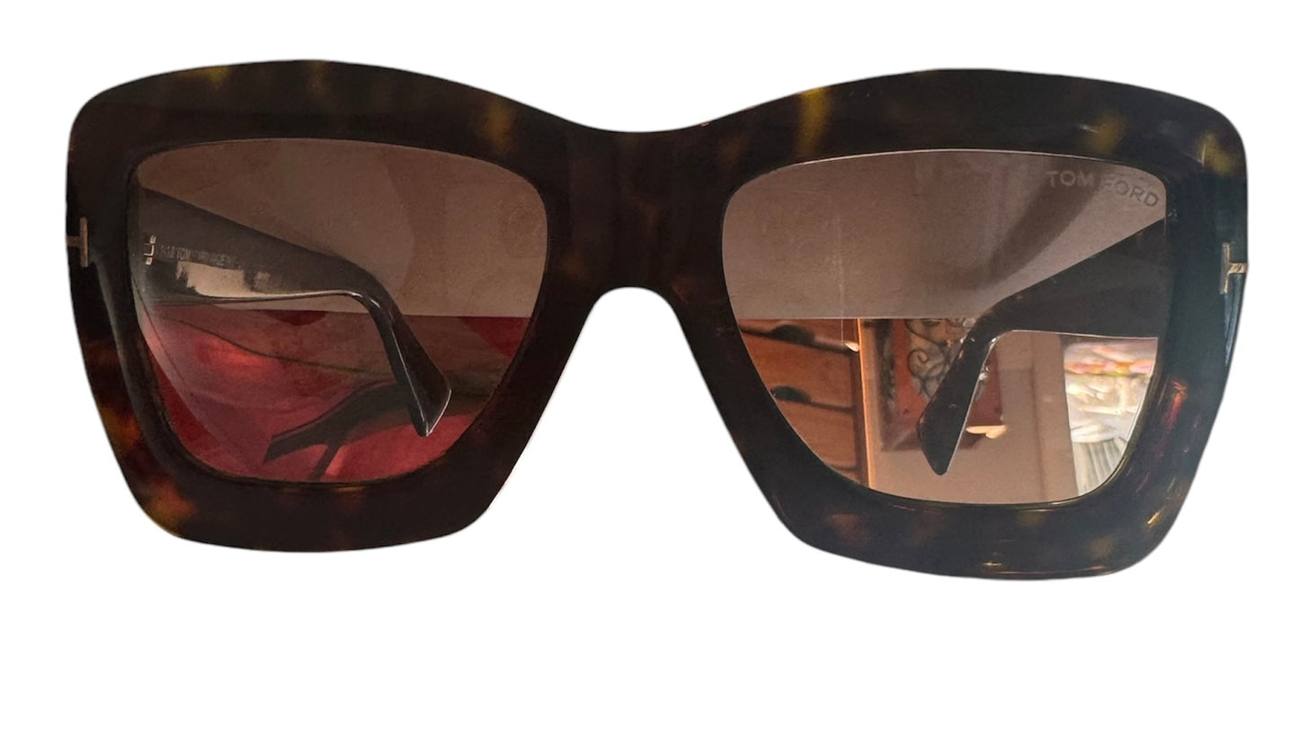 Pre-Owned TOM FORD HUTTON-02 TF664 52F DARK HAVANA 55-19 140 +2