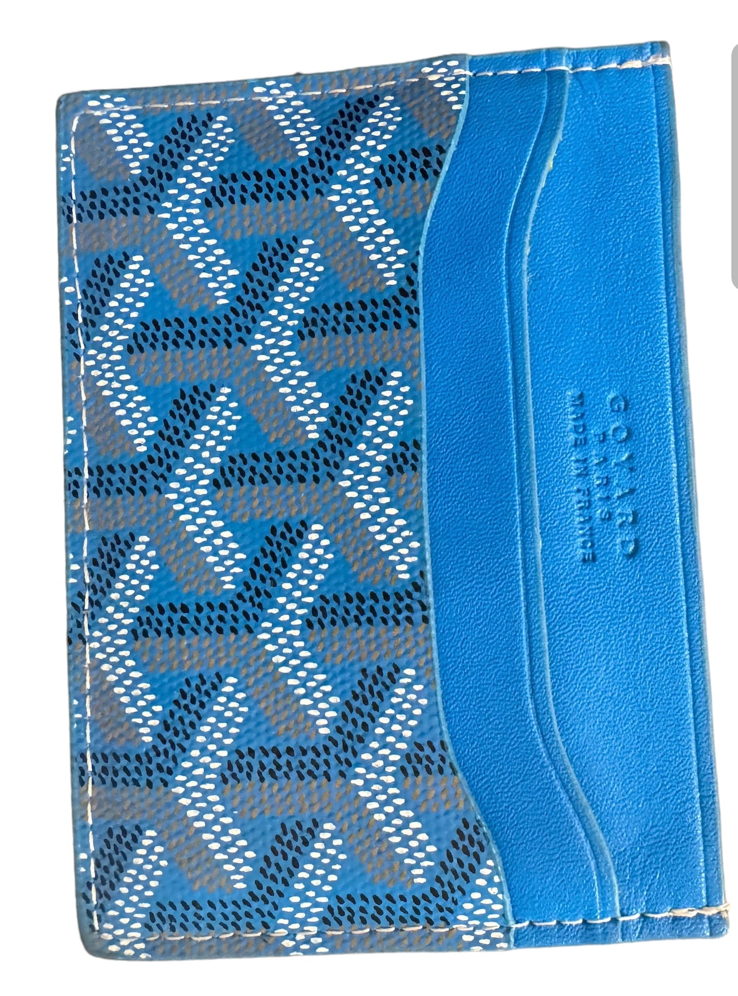 Pre-Owned Authentic Goyard Saint Sulpice Sky Blue Card Holder