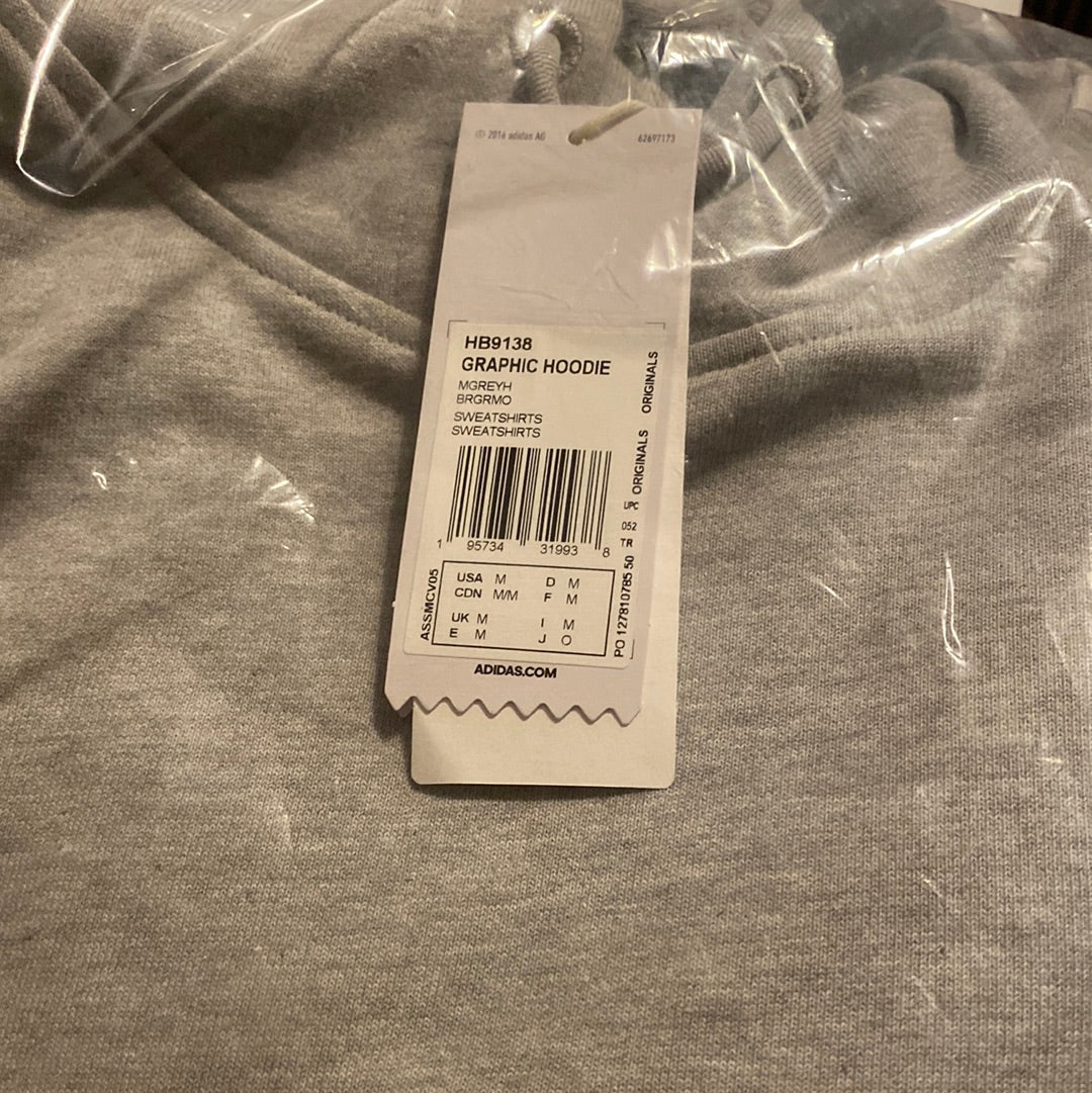 Authentic Palace x adidas Originals Graphic Hoodie - US Medium and S Grey Heather