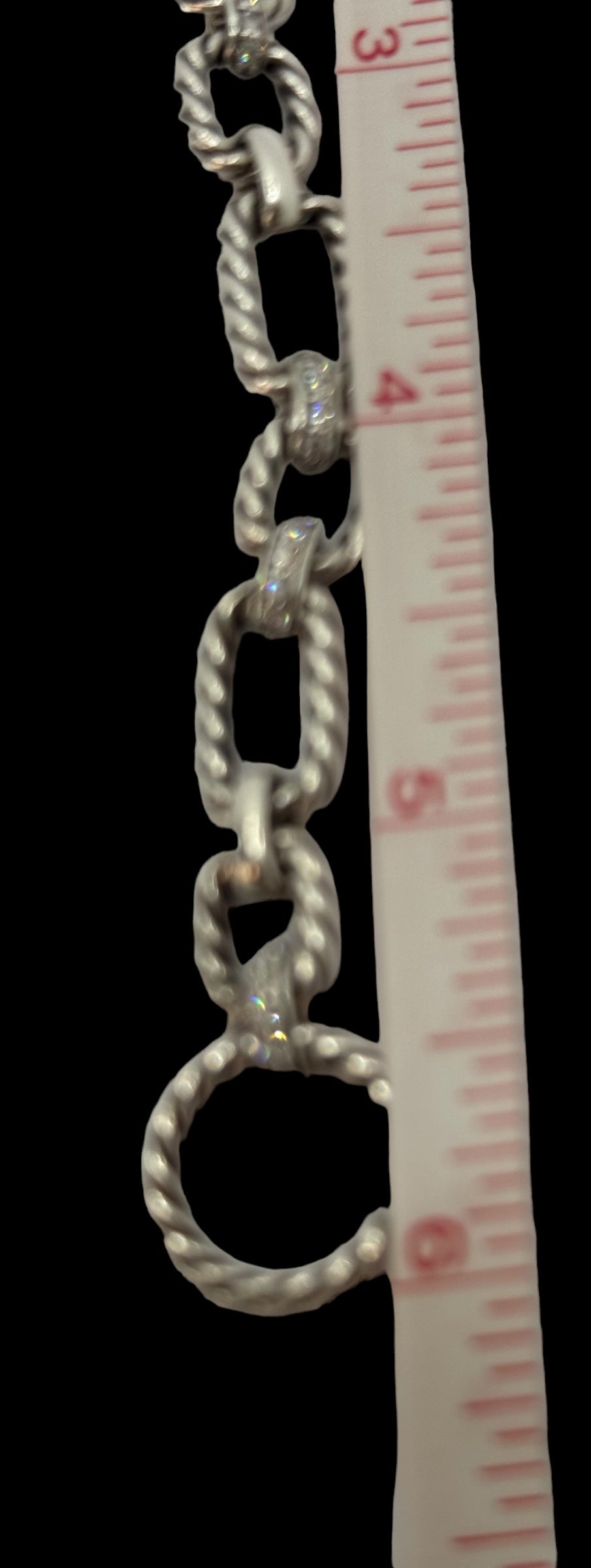 Chain Bracelet Sterling Silver with Diamonds and a Pearl