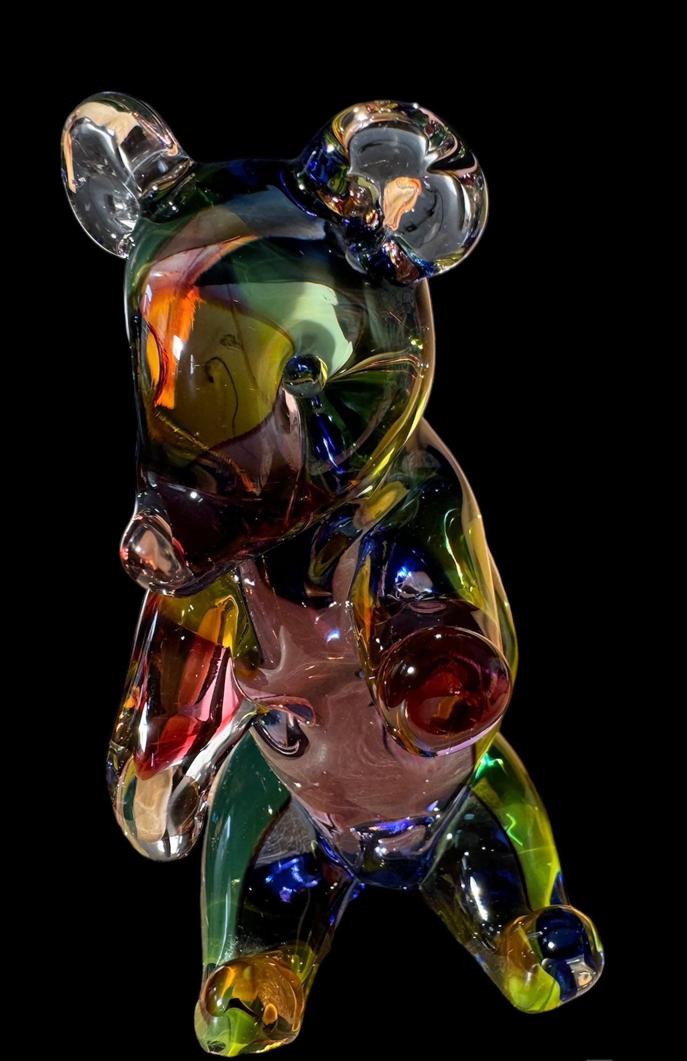 Rare to find!!! Art Glass Seguso Murano Signed Rainbow Bear