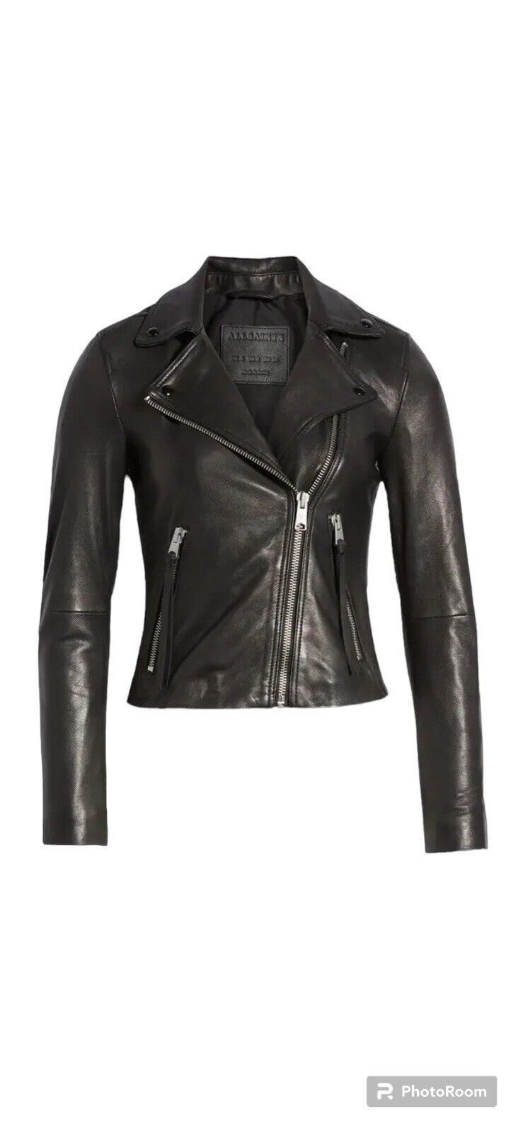 Dalby Leather Black Biker Jacket ALLSAINTS