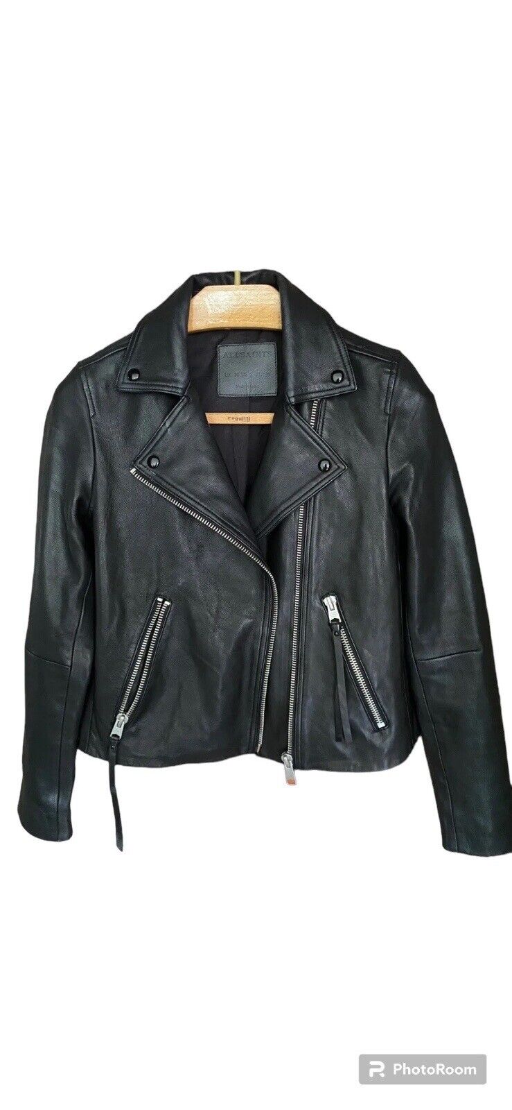 Dalby Leather Black Biker Jacket ALLSAINTS