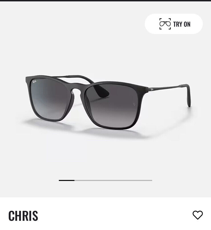 💯% Authentic Ray Ban RB4187 CHRIS 622/8G 54-18 Black Matte/Grey Gradient