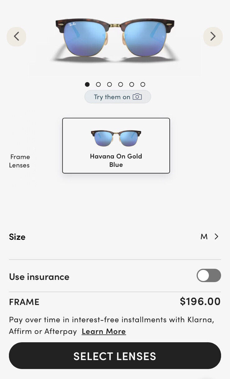 💯% Authentic RAY-BAN RB3016 CLUBMASTER Havana On Gold/ Blue