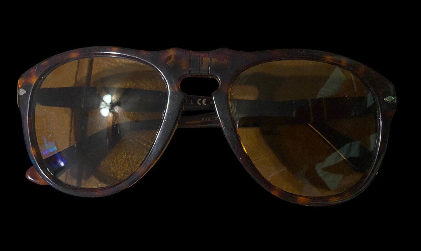 π― % Authentic Persol 649 Havana Brown Polarized Mirror Handmade in Italy