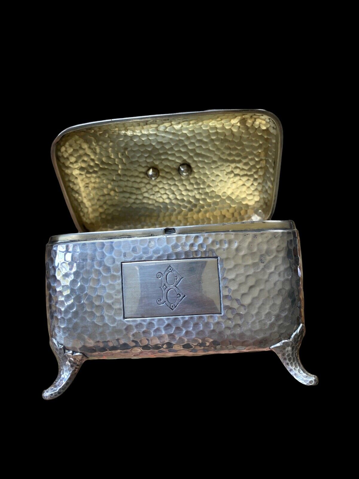 Unique Antique 800 Silver Lazarous Posen Big Box Hallmarked Monogrammed B.