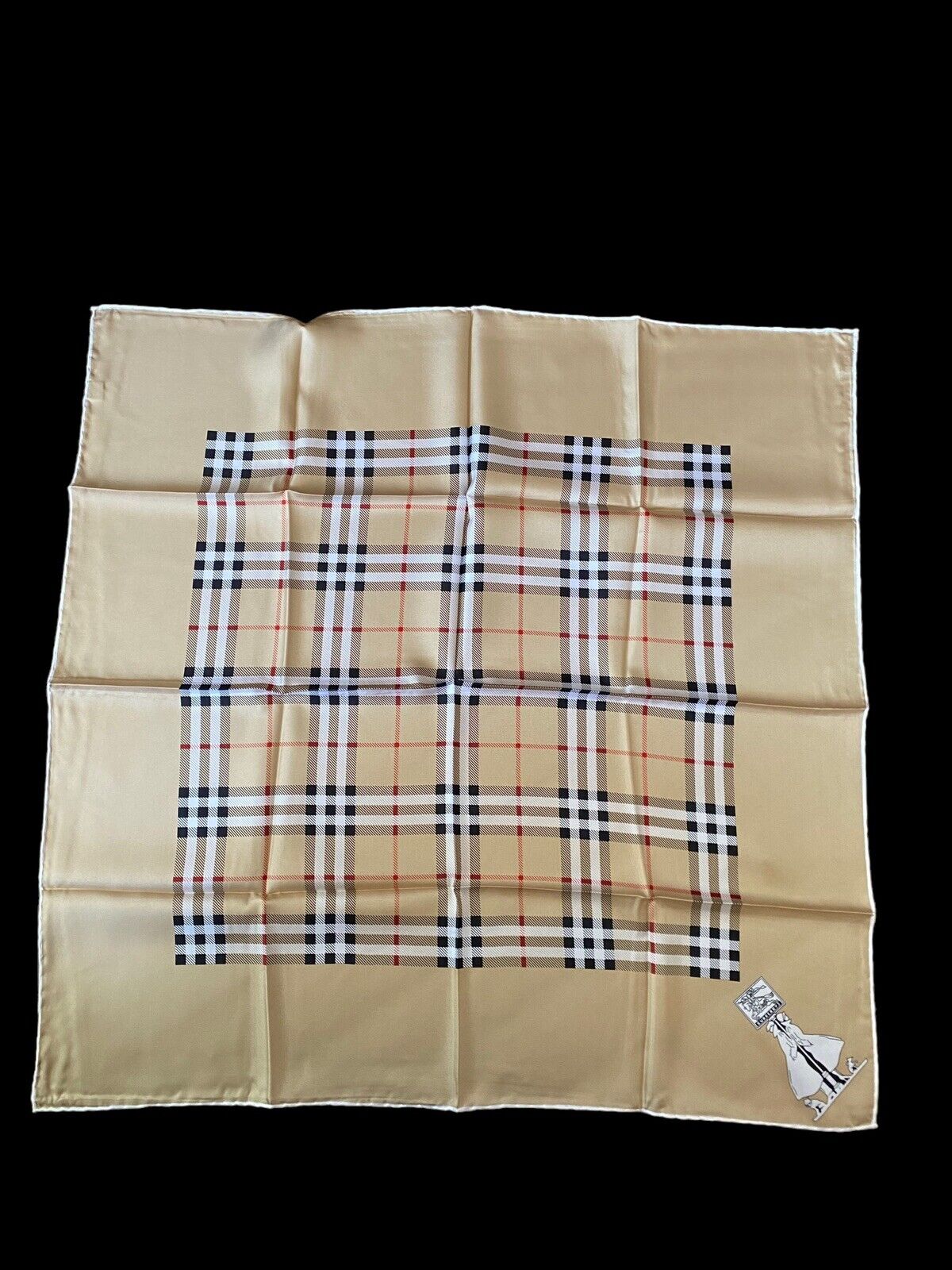 π―% Authentic Beautiful Vintage Burberry Nova check Pure silk scarf 30x30 New.