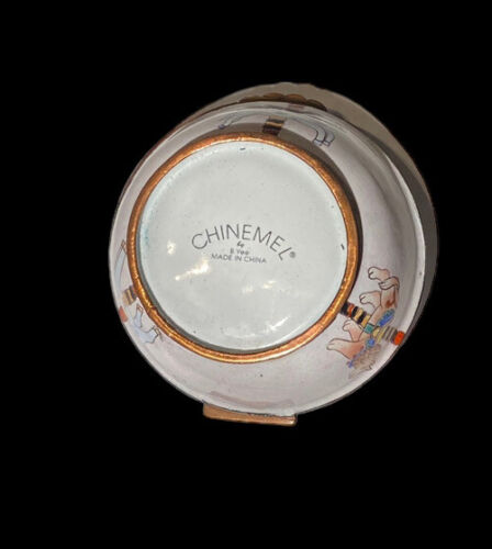 Vintage Carousel Horse White Enamel Round Trinket Box