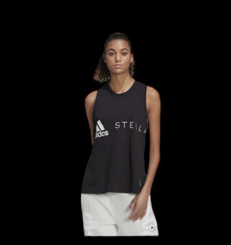stella mccartney sportswear logo tank top black Adidas