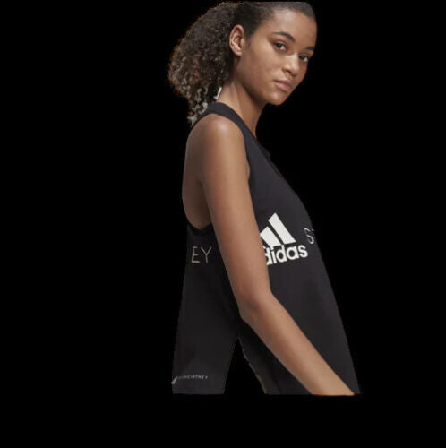 stella mccartney sportswear logo tank top black Adidas