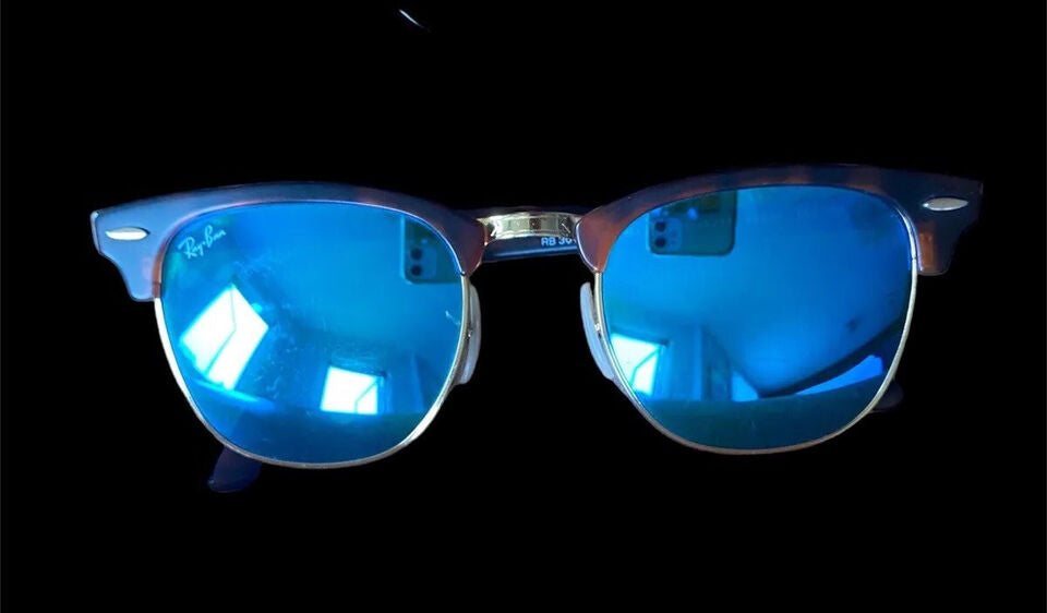 💯% Authentic RAY-BAN RB3016 CLUBMASTER Havana On Gold/ Blue 1145/17 49-21 140 3