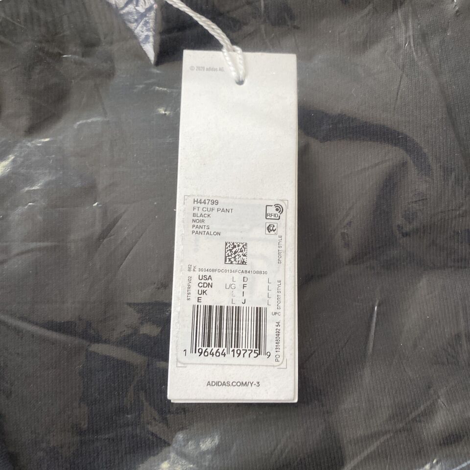 💯 % Authentic Organic Cotton Terry FT CUF PANT Y3 H44799 BLACK