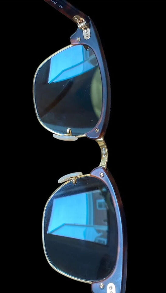 💯% Authentic RAY-BAN RB3016 CLUBMASTER Havana On Gold/ Blue 1145/17 49-21 140 3