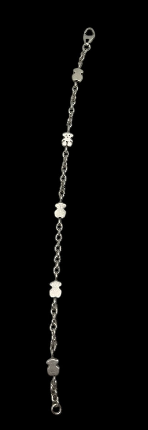 RETIRED !!! TOUS Sterling silver bracelet for women with bear motif, 17.5 cm long, timeless and versatile, Sweet Dolls collection