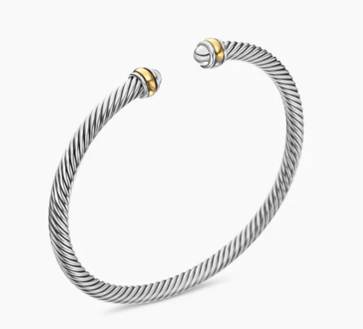 CLASSIC CABLE BRACELET
Sterling Silver with 18K Yellow Gold, 4mm