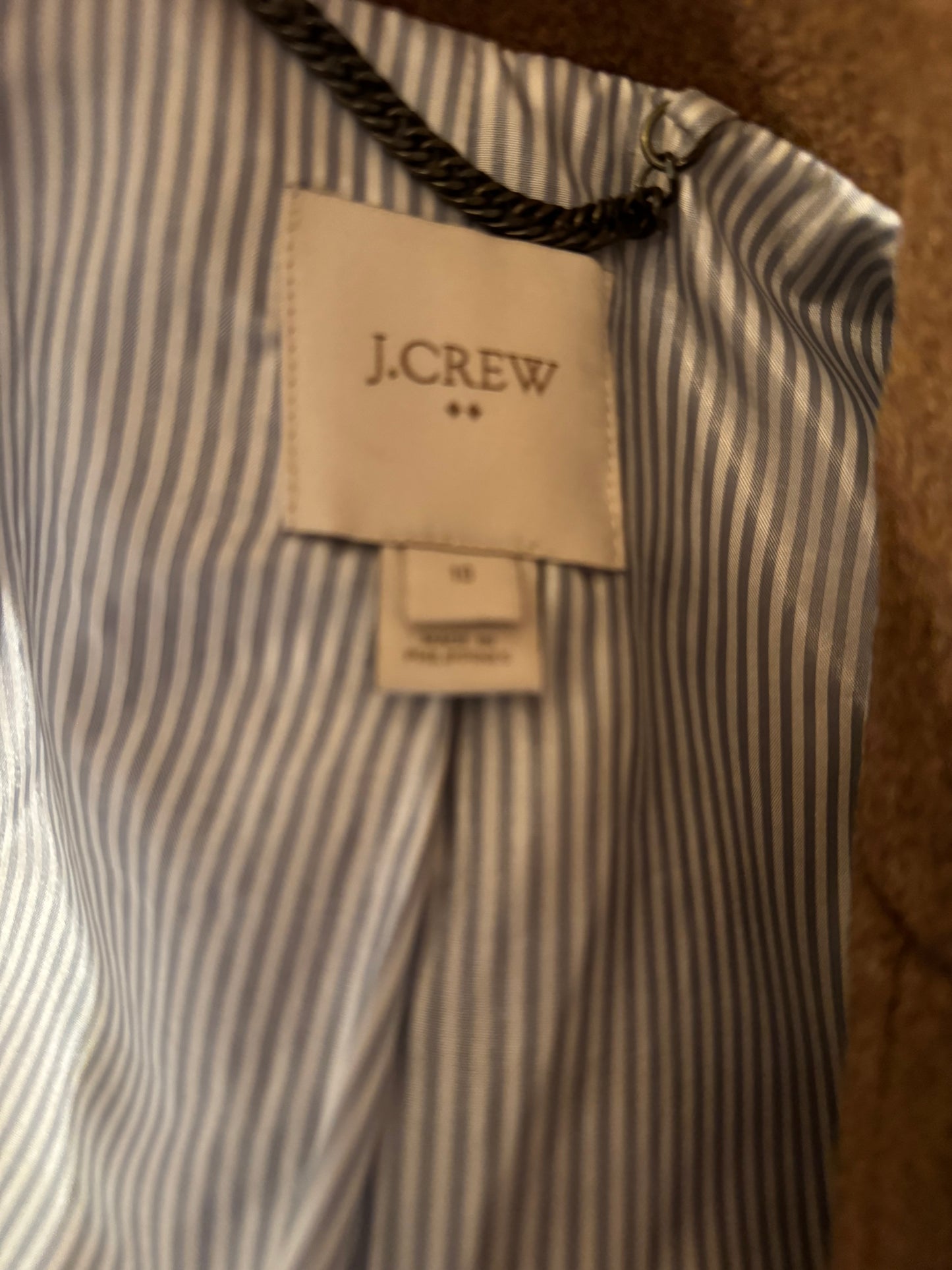 JCrew Wood Caramel Coat Jacket Style E6228 SZ 10
