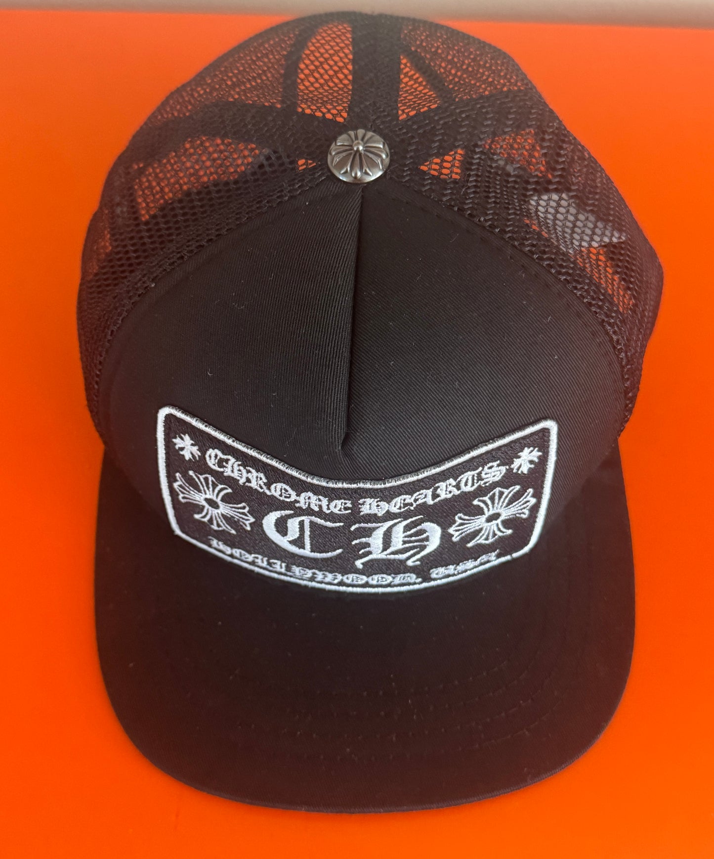 Authentic Chrome Hearts CH New York City Trucker Hat Black/Black