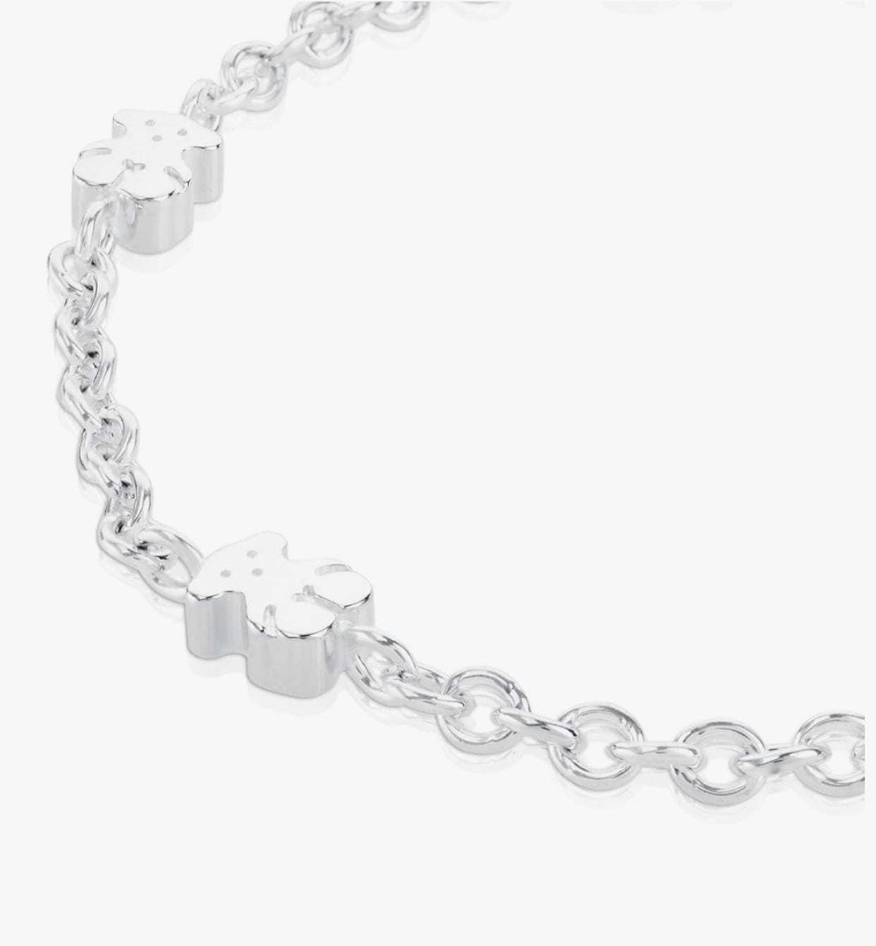 RETIRED !!! TOUS Sterling silver bracelet for women with bear motif, 17.5 cm long, timeless and versatile, Sweet Dolls collection