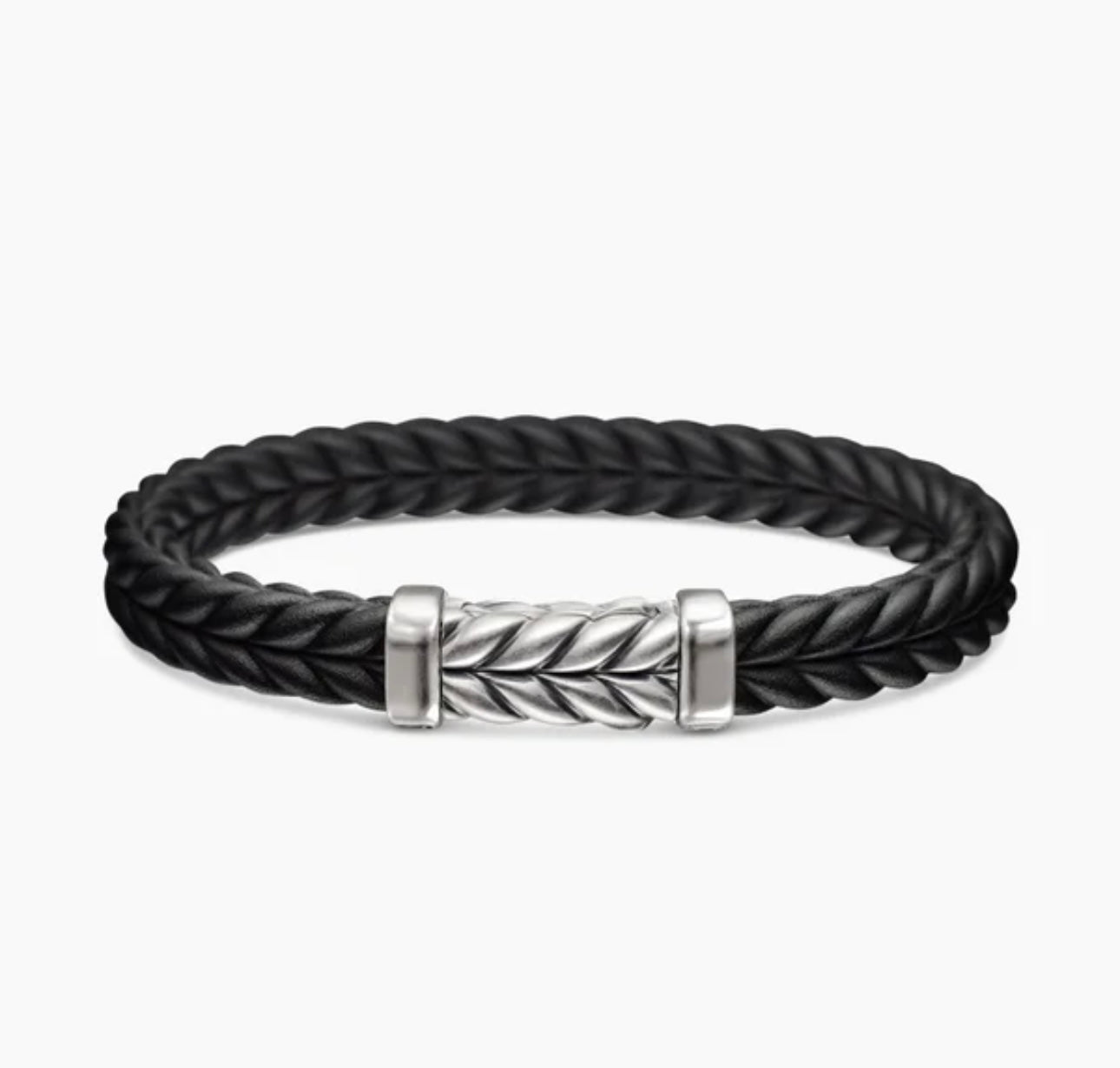 Men's David Yurman Chevron Black Rubber Link Bracelet