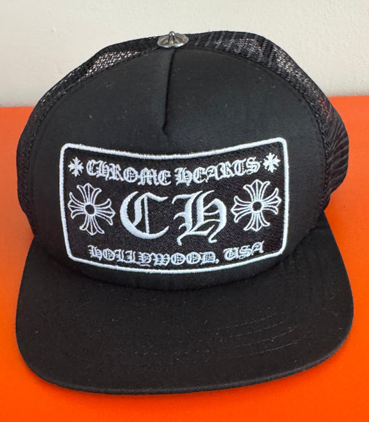 Authentic Chrome Hearts CH New York City Trucker Hat Black/Black