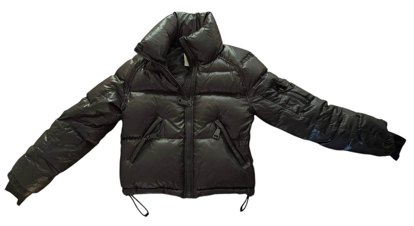 SAM PUFF VEGAN LEATHER DOWN JACKET BLACK SMALL