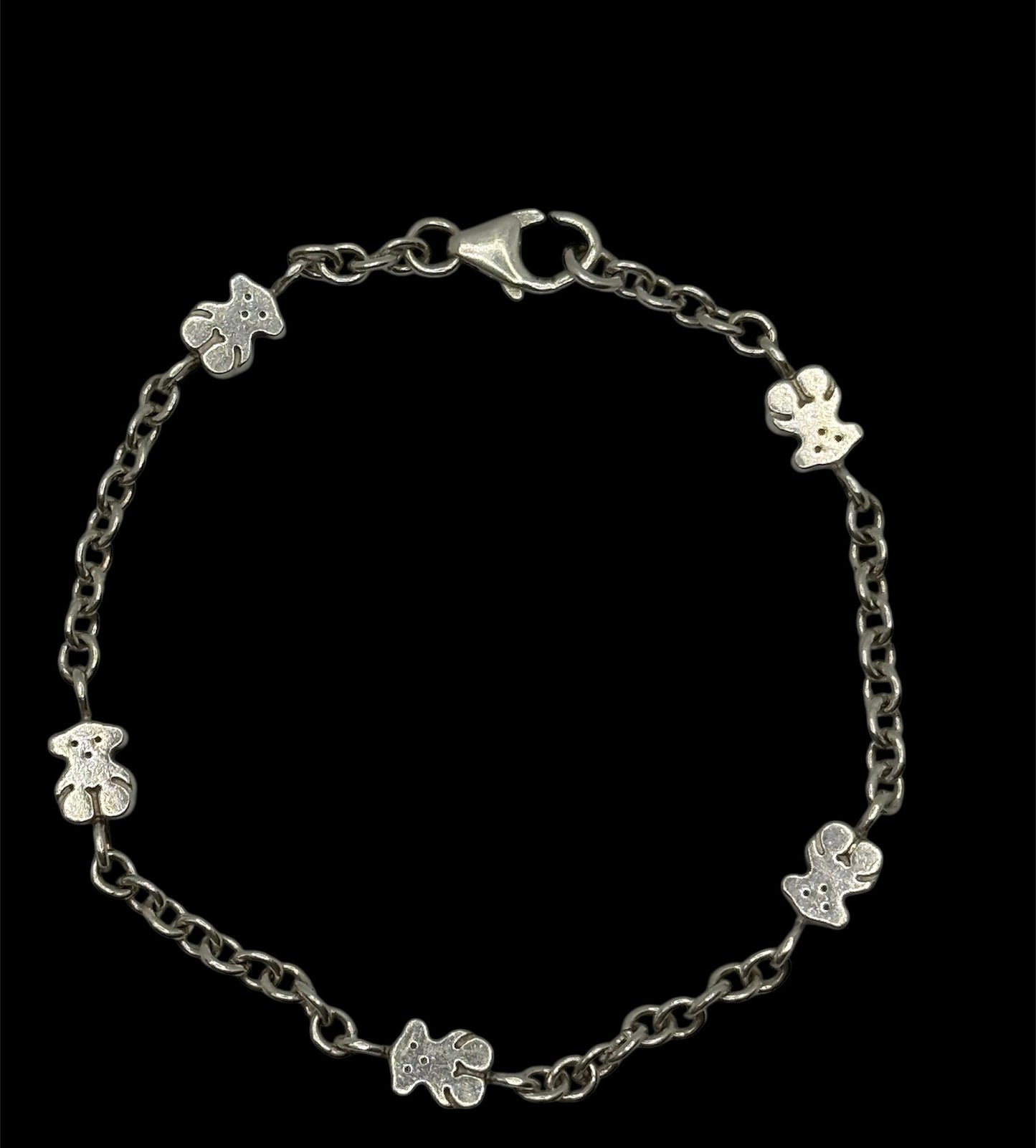 RETIRED !!! TOUS Sterling silver bracelet for women with bear motif, 17.5 cm long, timeless and versatile, Sweet Dolls collection