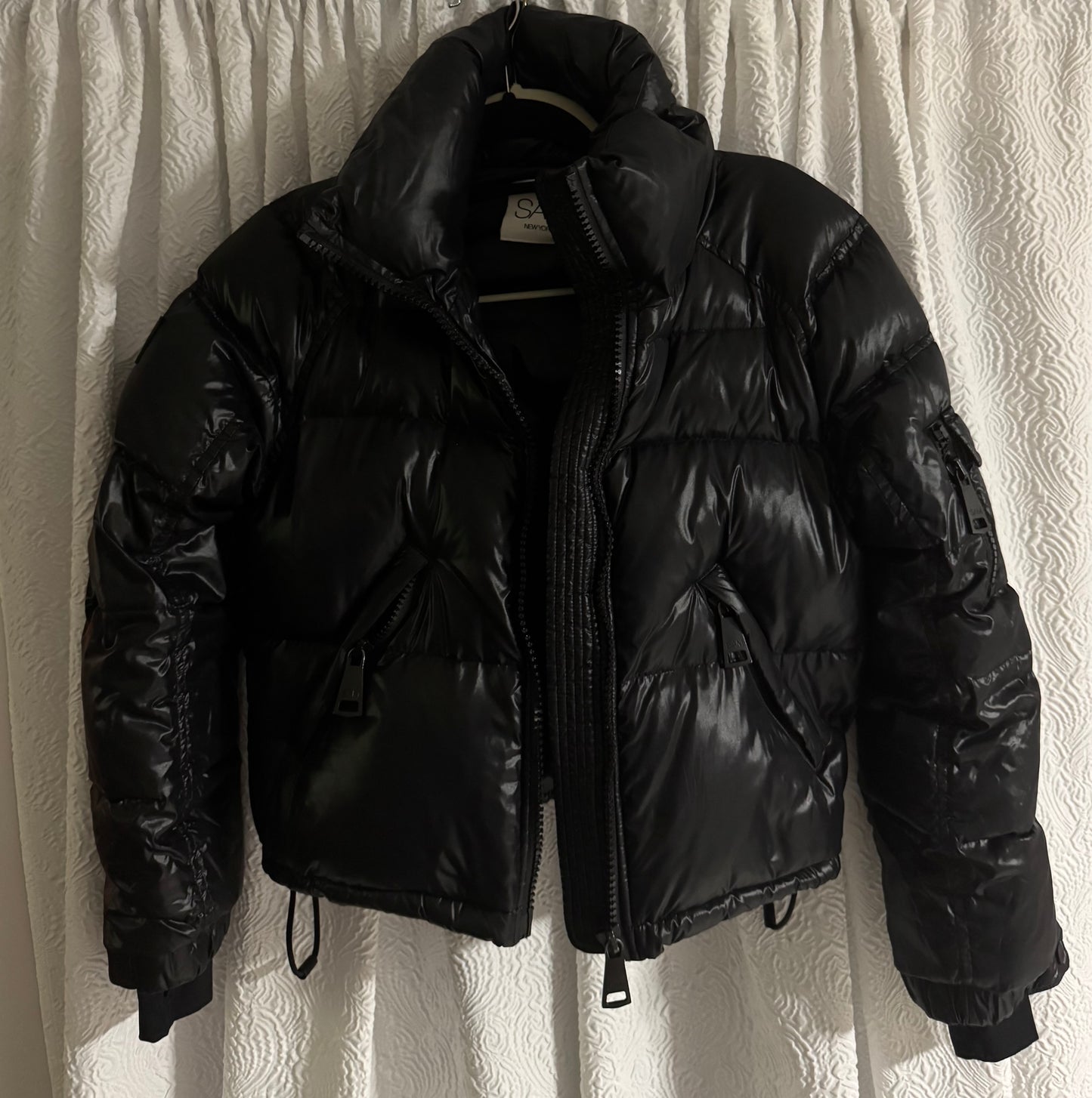 SAM PUFF VEGAN LEATHER DOWN JACKET BLACK SMALL