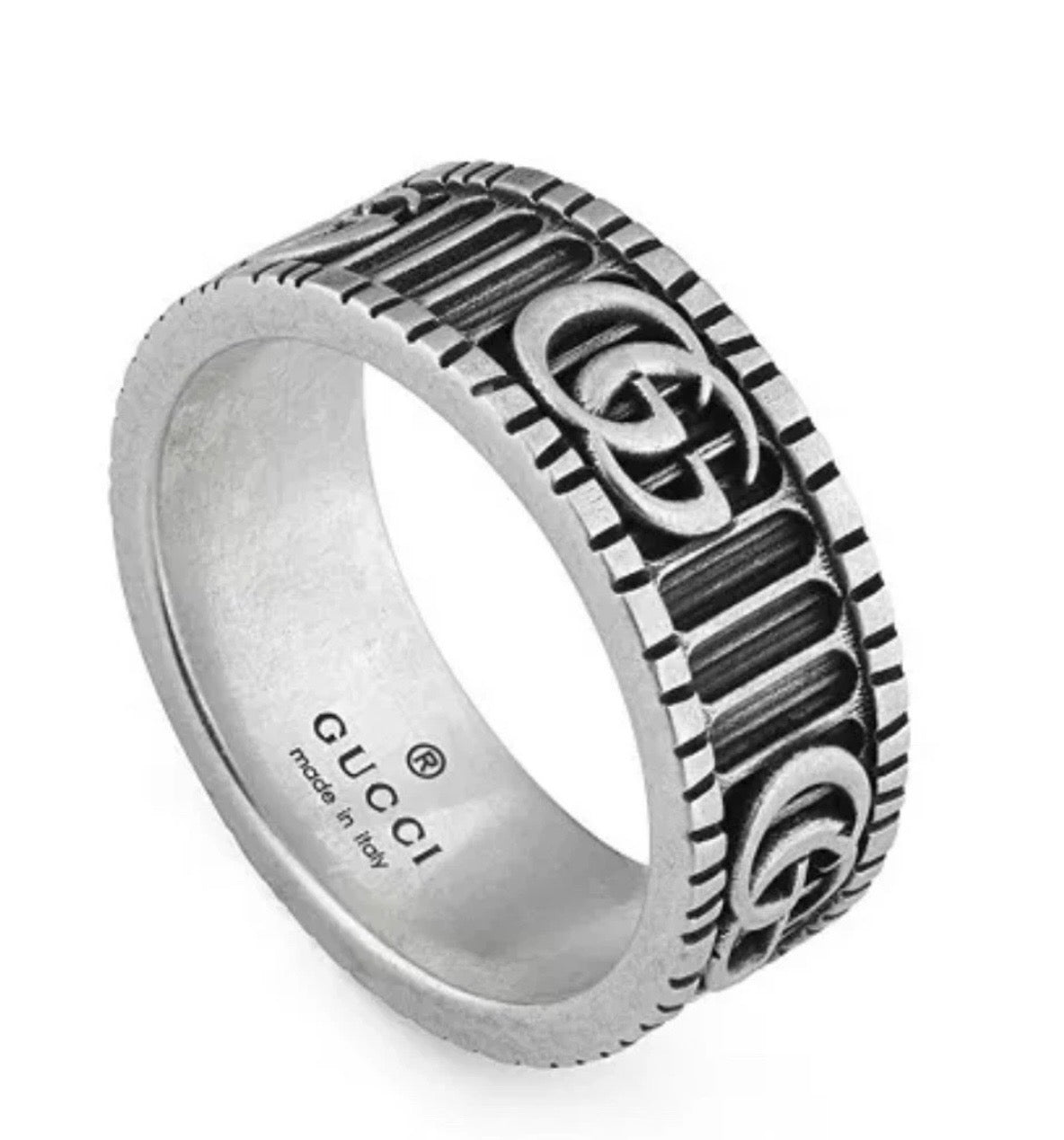 Gucci Sterling Silver GG Marmont Ring Sz 11 Made In Italy 925 Silver