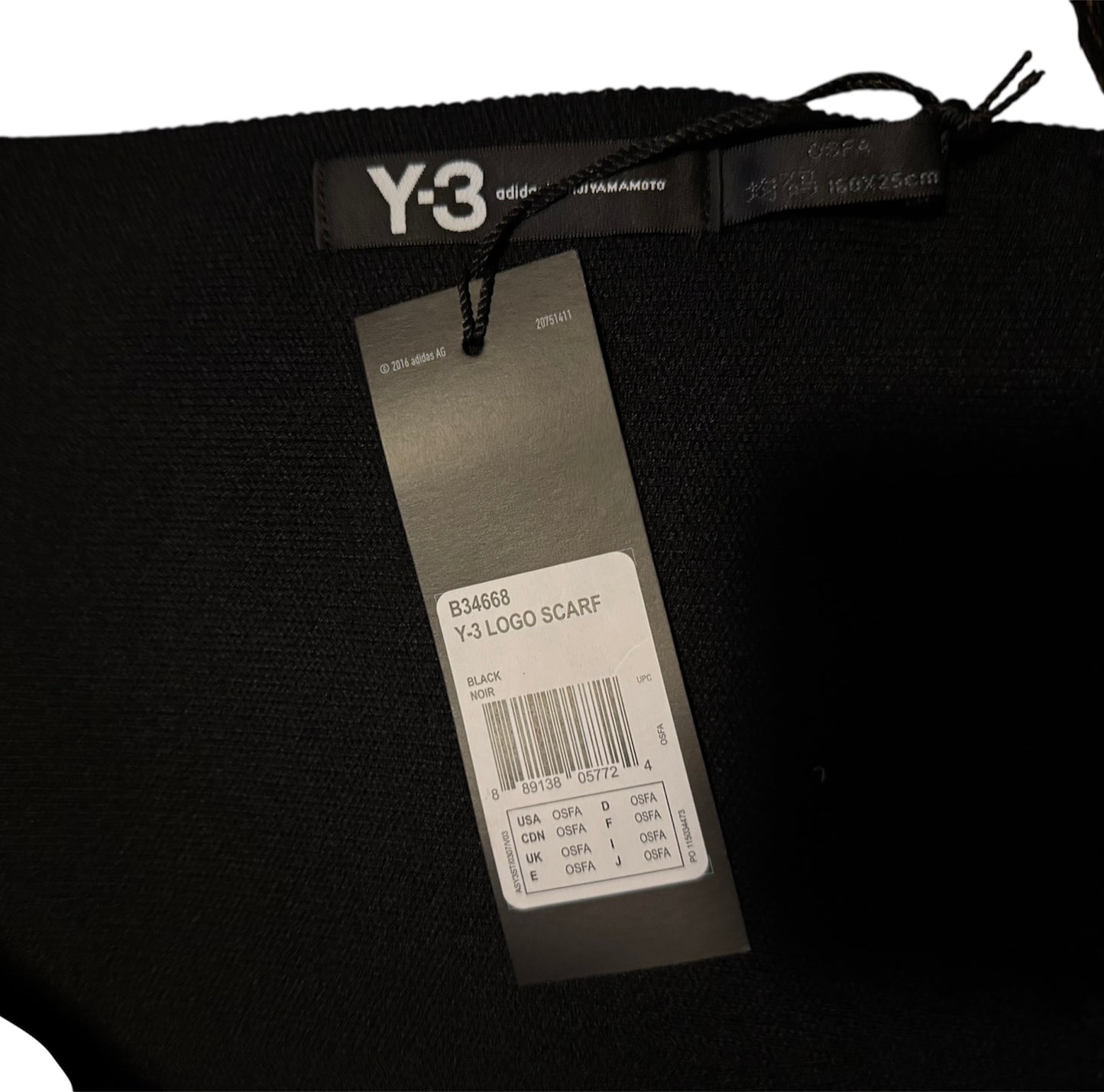 DTJ Retail Y-3 Logo Scarf B34668 | Authentic Yohji Yamamoto