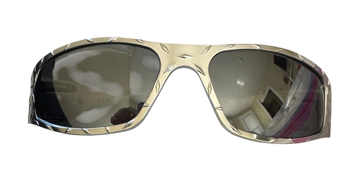 360 Eyewear Raven Icicles Diamond Plate Biker Sunglasses Silver Aluminum USA