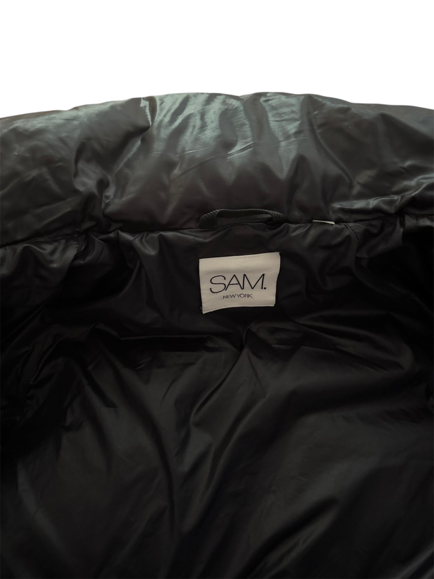 SAM PUFF VEGAN LEATHER DOWN JACKET BLACK SMALL