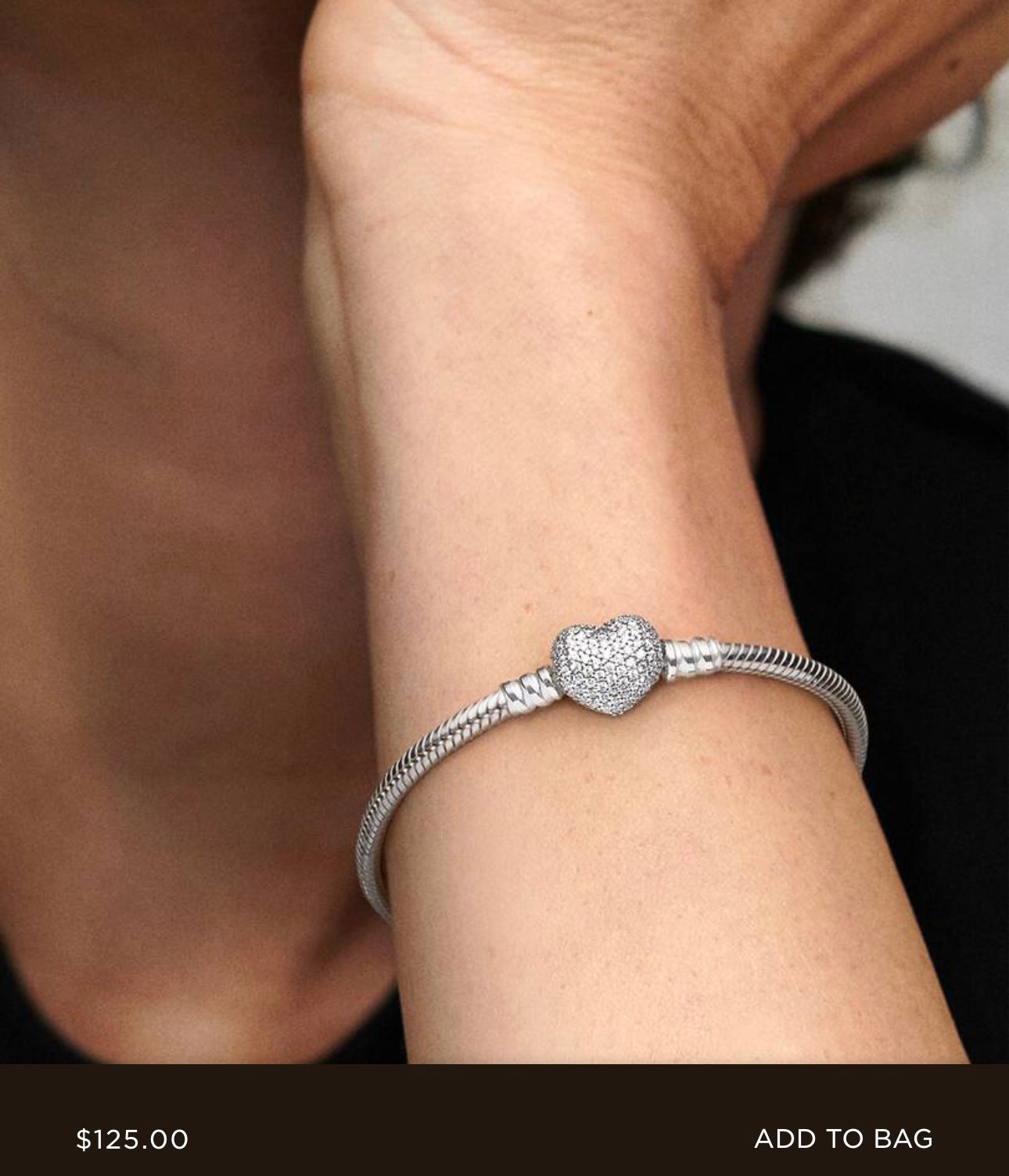 PANDORA FOREVER QUEEN Charm Bracelet for Charms 925 Sterling Silver Signature Silver Snake Chain Bracelet for Women with Sparkling Cubic Zirconia Heart Clasp Charm Authentic