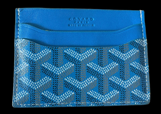 Pre-Owned Authentic Goyard Saint Sulpice Sky Blue Card Holder