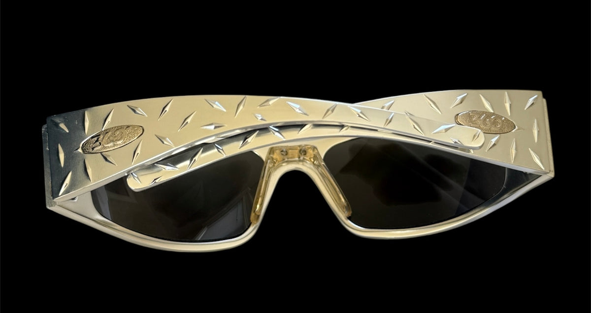 360 Eyewear Raven Icicles Diamond Plate Biker Sunglasses Silver Aluminum USA