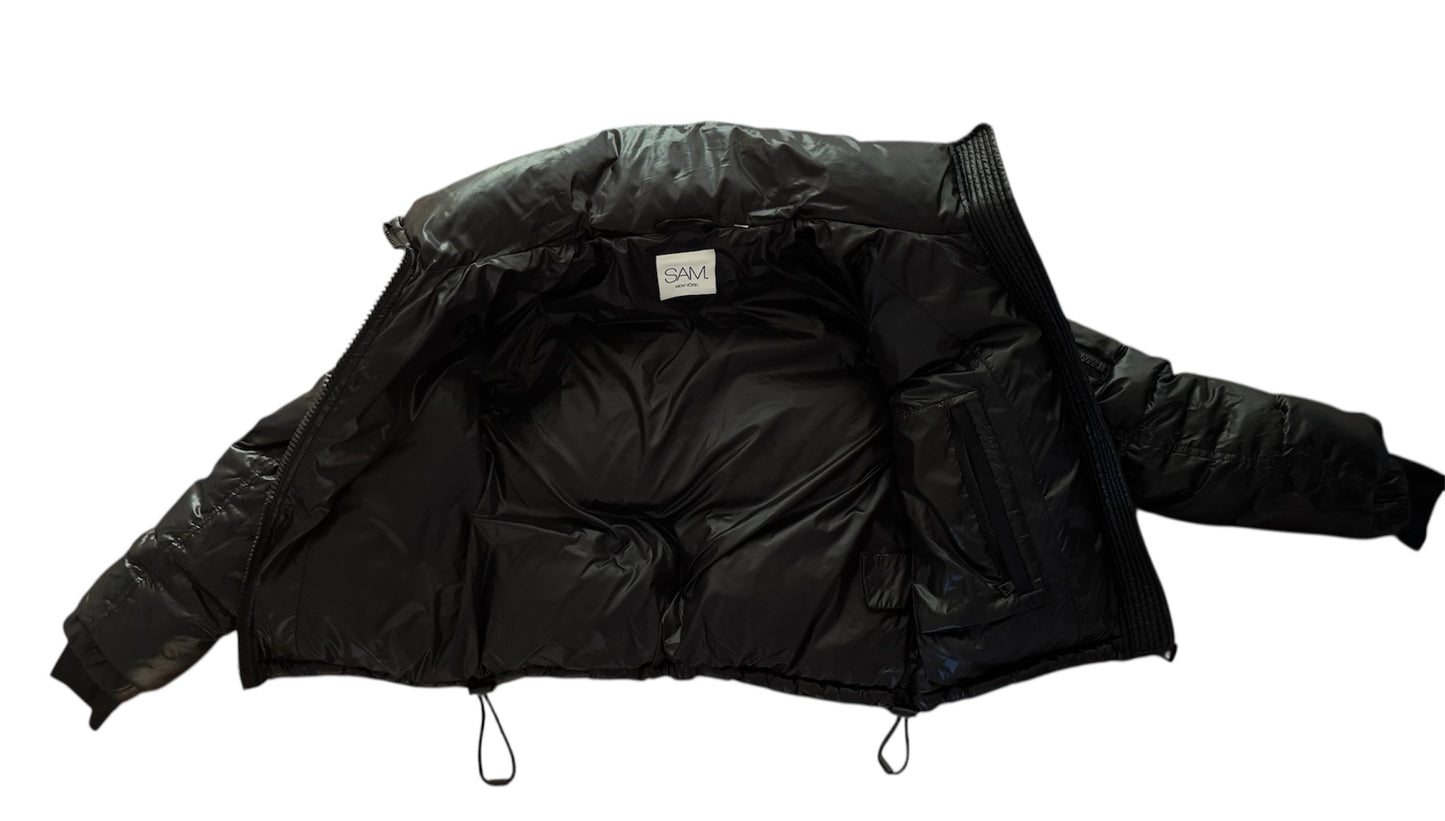 SAM PUFF VEGAN LEATHER DOWN JACKET BLACK SMALL