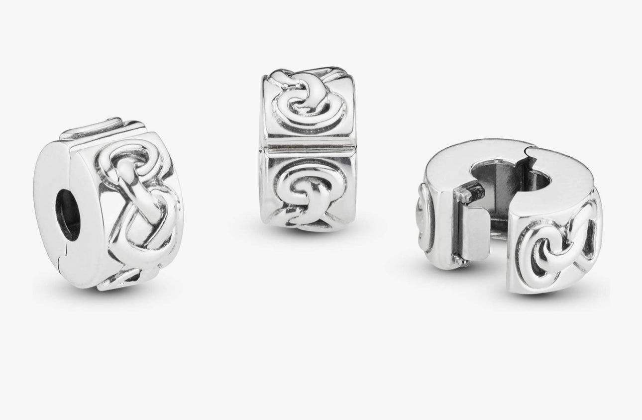 PANDORA Knotted Hearts Clip Charm - Compatible Moments Bracelets -