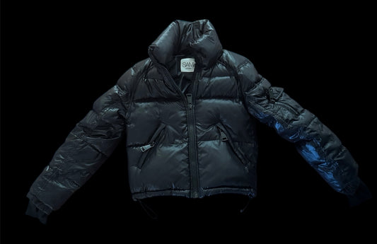 SAM PUFF VEGAN LEATHER DOWN JACKET BLACK SMALL