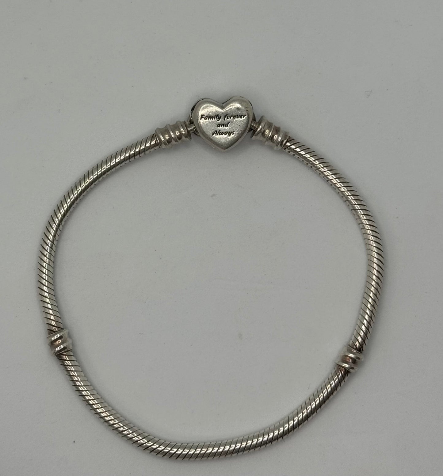 Pandora Moments Sparkling Infinity Heart Clasp Snake Chain Bracelet Sterling silver 7”