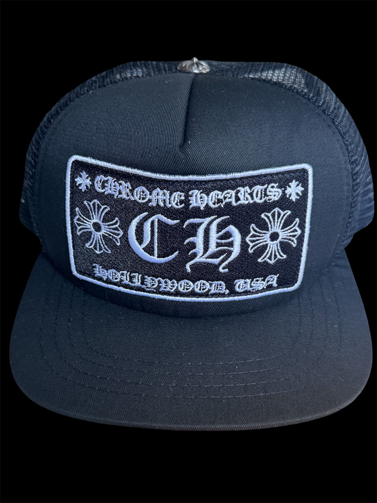 Authentic Chrome Hearts CH New York City Trucker Hat Black/Black