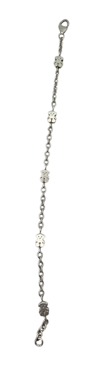 RETIRED !!! TOUS Sterling silver bracelet for women with bear motif, 17.5 cm long, timeless and versatile, Sweet Dolls collection