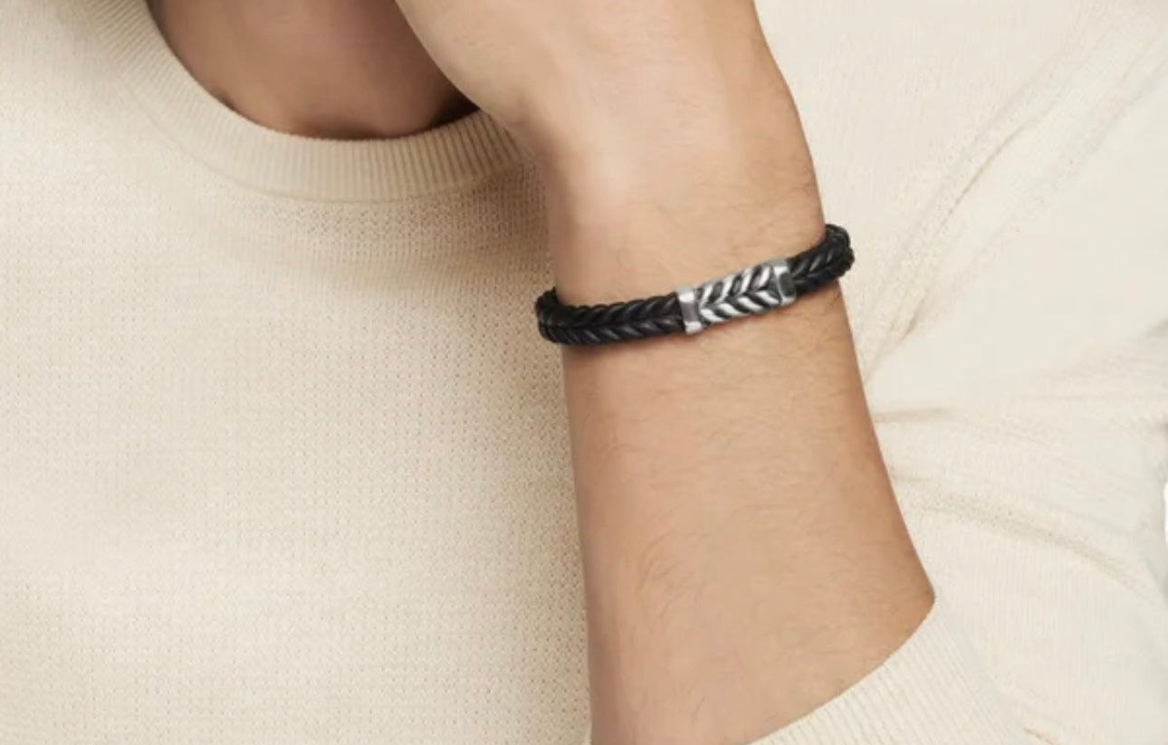 Men's David Yurman Chevron Black Rubber Link Bracelet