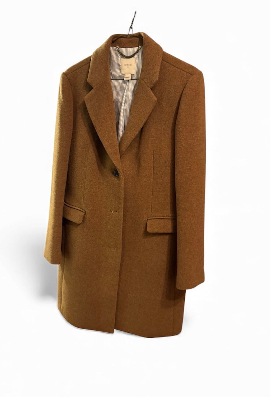 JCrew Wood Caramel Coat Jacket Style E6228 SZ 10