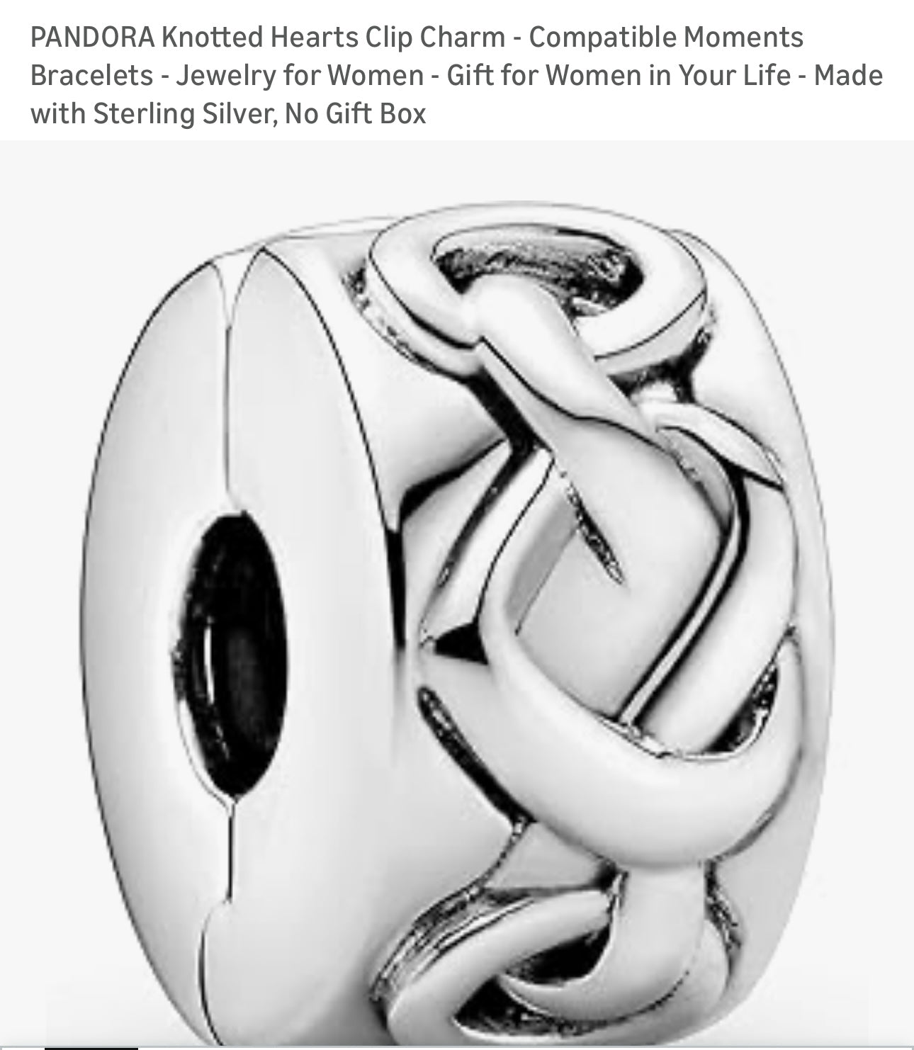 PANDORA Knotted Hearts Clip Charm - Compatible Moments Bracelets -