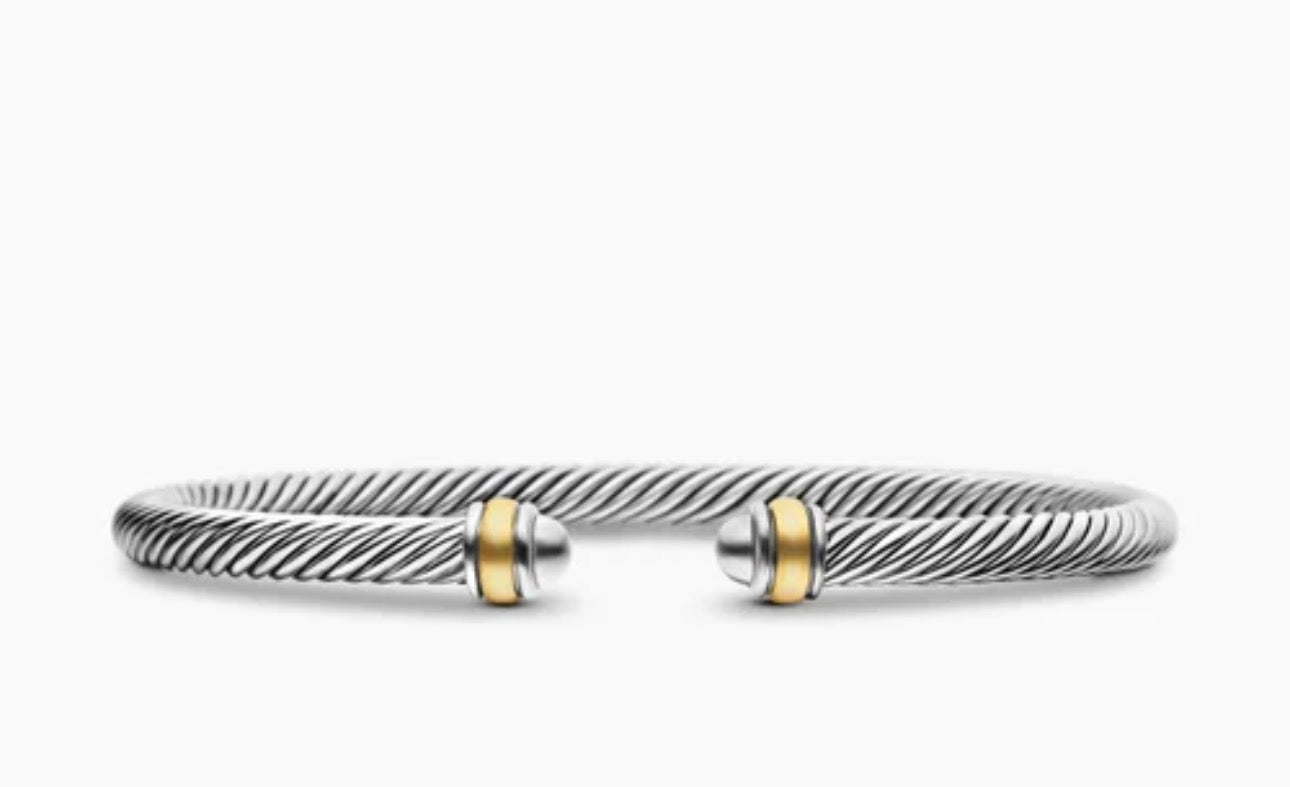 CLASSIC CABLE BRACELET
Sterling Silver with 18K Yellow Gold, 4mm